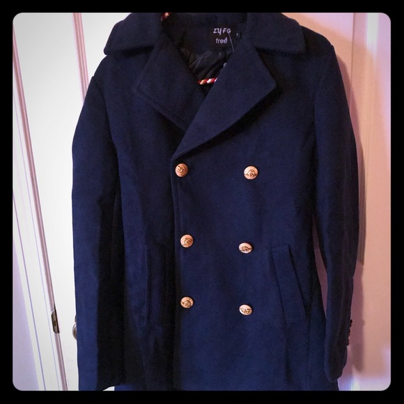 Men’s Pea Coat with Brass Buttons - Picture 1 of 3